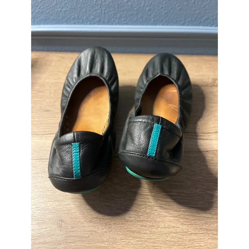 Tieks by‎ Gavrieli Matte Black Leather Ballet Flats Signature Teal Sole Womens 8